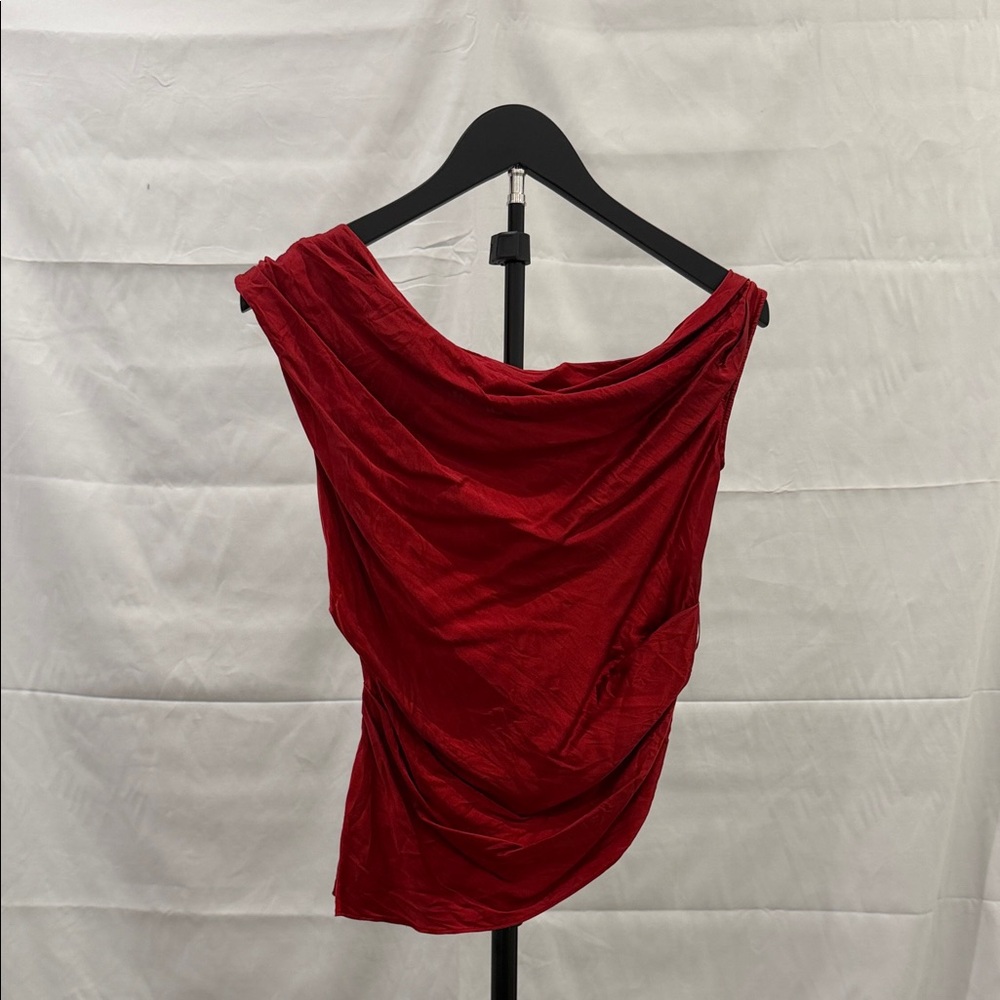 STAUD Red Draped Blouse